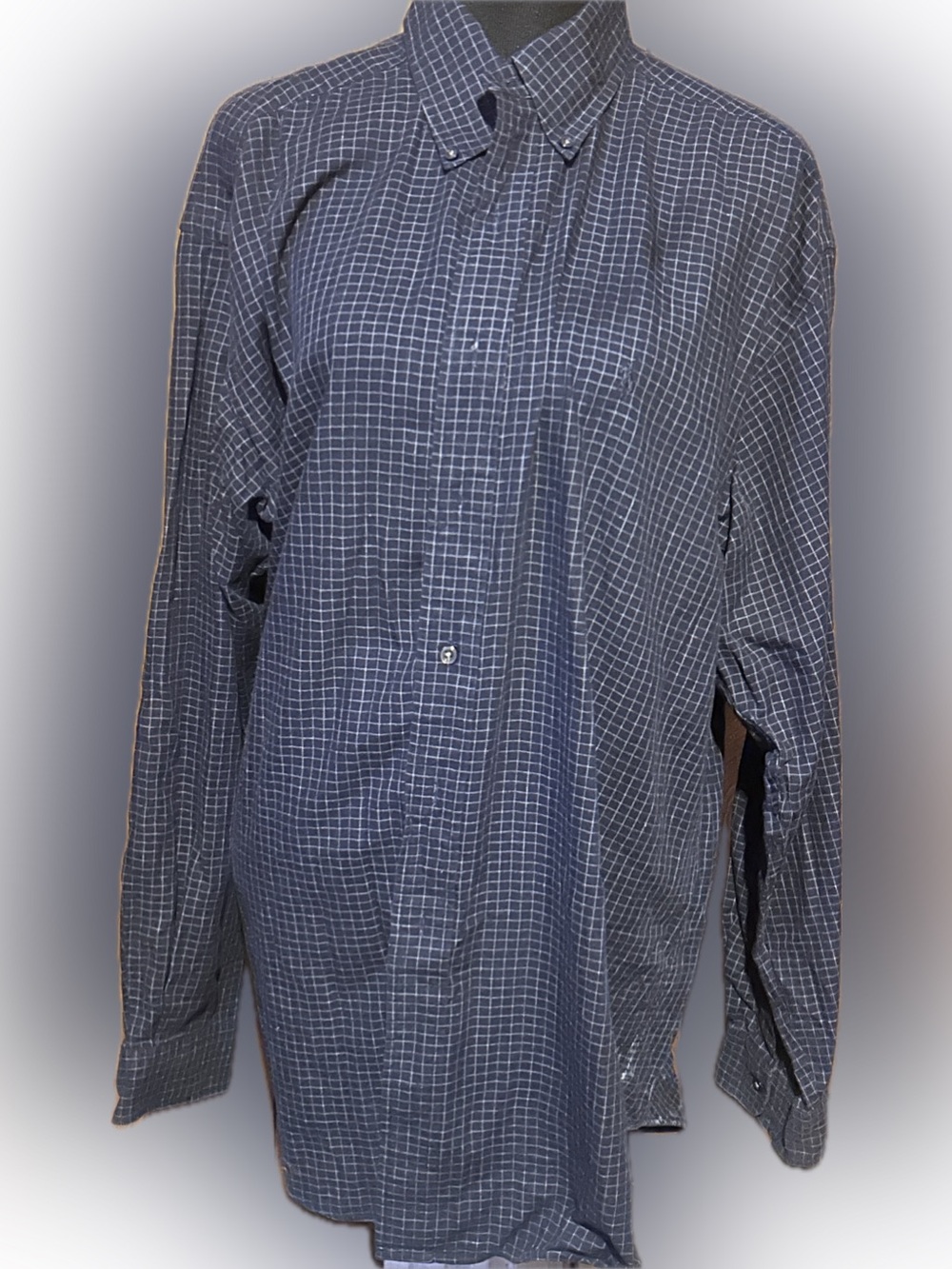 Polo by Ralph Lauren Navy Long-Sleeve Button-Down windowpane Dress Shirt L